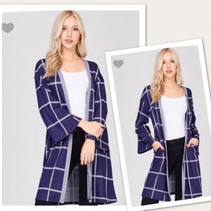 Plaid Print Knit Cardigan